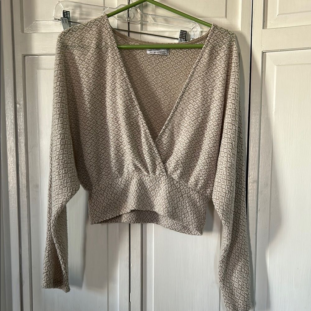Urban Outfitters Beige Faux Wrap Top - Size M